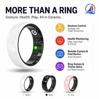 Bague connectée en céramique avec contrôle gestuel, personnalisable OEM, moniteur de santé, de sommeil et de fréquence cardiaque, pour la vente en gros mondiale