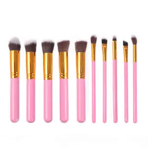 Most Popular Foundation Eye Shadow Cosmetics Brush Beauty Tools Kit 10pcs Pink Synthetic Hair Pro Luxury Makeup Brush Set