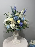 Offre Spéciale : Bouquet d'hortensias artificiels, fleurs naturelles et artificielles au toucher réel, boule de fleurs sauvages blanches et bleues, lys calla, centre de table de mariage