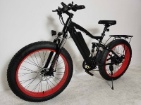 Vélo électrique à pneus larges de 26 pouces, cadre en aluminium, 7 vitesses, moteur à moyeu arrière sans balais 500W haute vitesse, batterie lithium 48V 10.4Ah, suspension intégrale