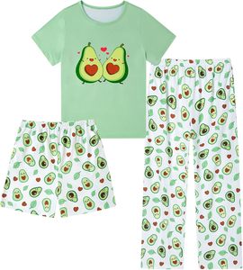 All'ingrosso <span class=keywords><strong>abbigliamento</strong></span> per bambini 2025 estate nuovo arrivo Set di indumenti da notte per bambina di alta qualità con stampa di cartoni animati personalizzati Set di pigiami 3 pezzi - Product Image 5