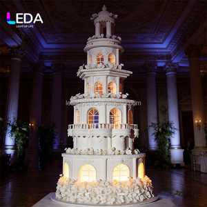 LEDA Château lumineux 3D en acrylique blanc de 1,5 m pour fête prénatale, anniversaire, mariage, grand modèle moderne - Product Image 1