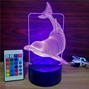 Lámpara LED de noche con Control remoto para niños, luz nocturna 3D con 16 colores cambiables, bonito Animal marino, decoración para habitación - Product Image 6