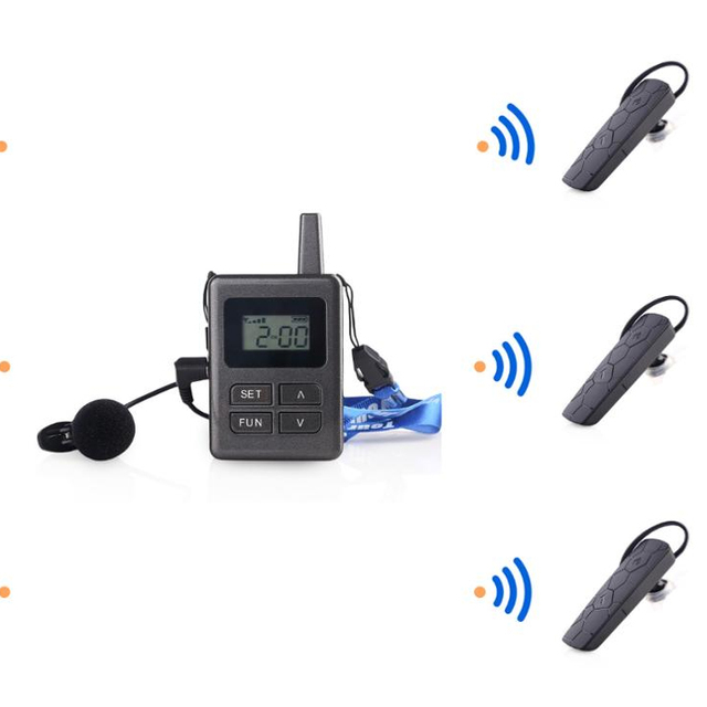 Wireless Tour Guide Walkie Talkie Headset System