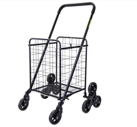 Chariot utilitaire pliable portable à 4 roues avec cadre en fer thermolaqué, capacité de charge de 100 kg, pour les courses, la pêche, le camping