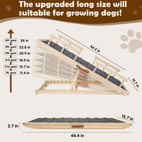 6 escaliers pour chiens en bois à hauteur réglable Escalier pour chien en bois antidérapant et équilibré Rampe intérieure et extérieure pour chien