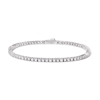 Bijoux Hip Hop: Bracelet/collier de tennis en moissanite argent 2mm avec fermoir à ressort sécurisé-Accessoires Urban Chic