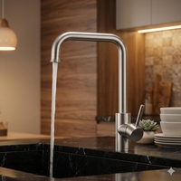 Robinet de cuisine moderne en acier inoxydable 304, mitigeur chaud/froid à poser sur le comptoir