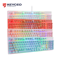 OEM USB 104 Keys Wired RGB LED Mechanical Gaming Cheap Keyboard Double Injection Keycaps Gamer Desktop PC Computer Printed logo