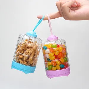 만화 저장 단지 귀여운 아이 애완 동물 새 감금소를 위한 투명한 플라스틱 과자 음식 저장 단지 모양 사탕 포장 8oz 250ml