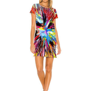 Impression à la demande Sexy Wrap Round Neck All Over Print Summer Short Digital 3D Print Sleeves Dresses Women Casual Custom Dress - Product Image 6