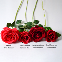 Vente en gros de fleurs artificielles flanelle rose unique pour mariage maison Saint Valentin décoration sentir bouquet