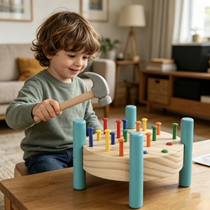 <span class=keywords><strong>Jeu</strong></span> de société en bois rond de haute qualité avec <span class=keywords><strong>marteau</strong></span>, simule l'expérience de clouage d'un ingénieur, développe la concentration, coffret cadeau - Product Image 1