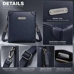 Sac bandoulière vertical pour homme en cuir PU, pochette messager d'affaires, sac de voyage fin avec plaque logo métallique OEM ODM - Product Image 2