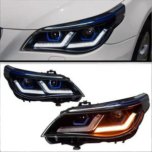Per BMW Serie 5 E60 03-10 Gruppo Fari Modificati Versione Blue Eyebrow Thunder con Luci Diurne <span class=keywords><strong>LED</strong></span> <span class=keywords><strong>12V</strong></span> e Indicatori di Direzione - Product Image 1