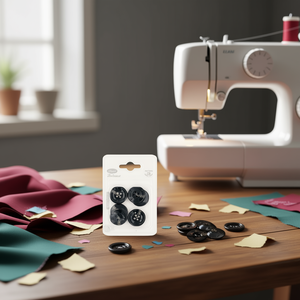 Bottoni Ilan 2,5 cm 6 Pezzi Neri Rotondi a Quattro Fori per Abbigliamento - Product Image 3