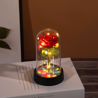 Cadeau pour la Saint-Valentin, rose éternelle colorée à LED, rose artificielle éternelle dans un dôme en plastique, cadeau