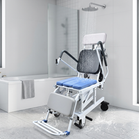 Chaise de douche inclinable réglable en hauteur avec siège de toilette intégré – Solution de sécurité pour personnes âgées immobilières pour les soins à domicile