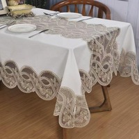 Nappe élégante en dentelle vintage, broderie florale complexe, imperméable, personnalisable, pour réception de mariage, banquet