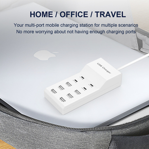 Stazione di Ricarica Portatile 50W con 10 Porte, 6 USB e 4 Type-C, Hub di Ricarica <span class=keywords><strong>per</strong></span> <span class=keywords><strong>iPhone</strong></span>, Tablet, <span class=keywords><strong>Presa</strong></span> Multi-Dispositivo <span class=keywords><strong>per</strong></span> Lettori MP4 - Product Image 3