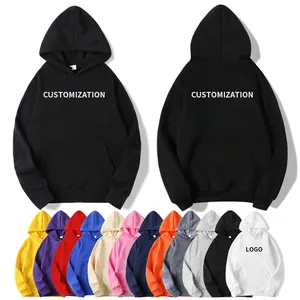 Custom embroidery graphic logo plain blank polyester cotton hoodie sweatshirt for men