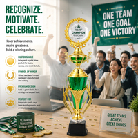 Nuevo Diseño con Partes Superiores Intercambiables, Trofeo Verde de Fútbol y Baloncesto, Diferentes Tamaños, Trofeo de Plástico, Trofeo Personalizado