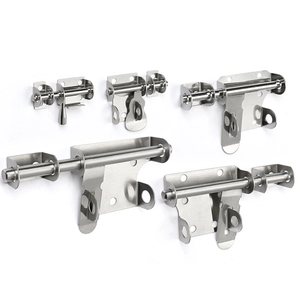 Loquet de porte en acier inoxydable avec trou pour cadenas, fermoir de sécurité, loquet coulissant, finition brossée, droit - Product Image 1