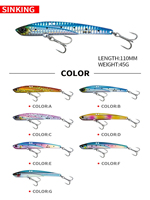 Leurre dur VIB coulant OEM personnalisé 110 mm 45 g pour pêche en eau salée et douce, pleine profondeur, longue portée, type crayon