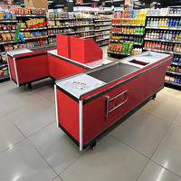 Comptoir de caisse en forme de U, simple et tendance, avec rangement multi-niveaux, pour commerces de détail, usines, OEM, ODM, sur mesure