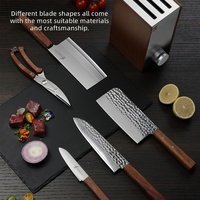 Ensemble de 6 couteaux de cuisine en acier inoxydable, 67 couches, couteau de chef avec aiguiseur et bloc de drainage, ambidextre