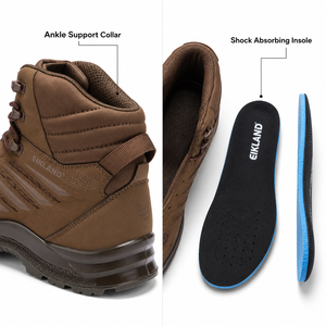 Bottes de randonnée imperméables pour hommes, dessus en daim, semelle extérieure en caoutchouc antidérapante, chaussures de randonnée en montagne pour la randonnée, le camping et la randonnée à dos - Product Image 4