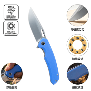 <span class=keywords><strong>Couteau</strong></span> de poche tactique pliable, manche G10, lame en acier D2, ouverture par flipper, EDC, camping en plein air, chasse, survie, couleur bleue - Product Image 3