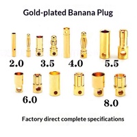 Prise banane 2 mm avec conception empilable, en cuivre pur plaqué or, à souder, isolation PVC pour l'électronique