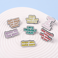 Badge de revers personnalisé drôle et tout à fait motivation, épingle en émail de lettres de l'alphabet anglais positive en métal