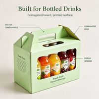 Boîte à boissons en carton ondulé personnalisée avec poignée, emballage portable pour transport de boissons, vente en gros