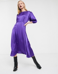 <span class=keywords><strong>Abiti</strong></span> viola KY <span class=keywords><strong>da</strong></span> donna eleganti <span class=keywords><strong>da</strong></span> festa in seta a collo alto con mezza manica abbottonata dietro abito <span class=keywords><strong>da</strong></span> tè Midi - Product Image 2