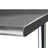 Table de travail en acier inoxydable 430 XIANGYING avec rebord de 4 pouces, 2 niveaux, certifiée NSF, robuste, finition brossée mate, pour cuisine commerciale