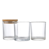 Vente Directe Usine : Pot à Bougie en Verre Clair de 200 ml avec Couvercle en Bois de Bambou pour Cire de Soja