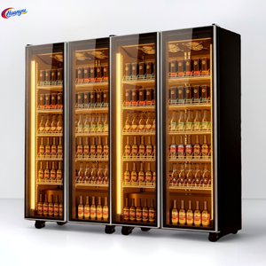 Puerta de vidrio vertical, refrigerador de vino, Enfriador de cerveza, luz LED de aire, estantes ajustables, congelador comercial, escaparate de exhibición de bebidas - Product Image 1