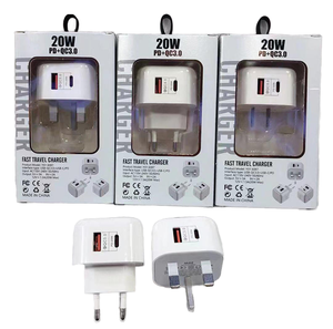 Cargador Rápido de 20W con Doble Puerto USB A+USB C para Teléfono Móvil, Enchufe EU US UK, QC3.0, Cargador Rápido USB para <span class=keywords><strong>iPhone</strong></span> 17, Samsung Galaxy S24 - Product Image 1