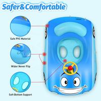 Flotteur de piscine pour bébé avec conception de voiture 3d flotteur de natation pour bébé en PVC robuste siège de bain gonflable bateau avec volant pour tout-petit