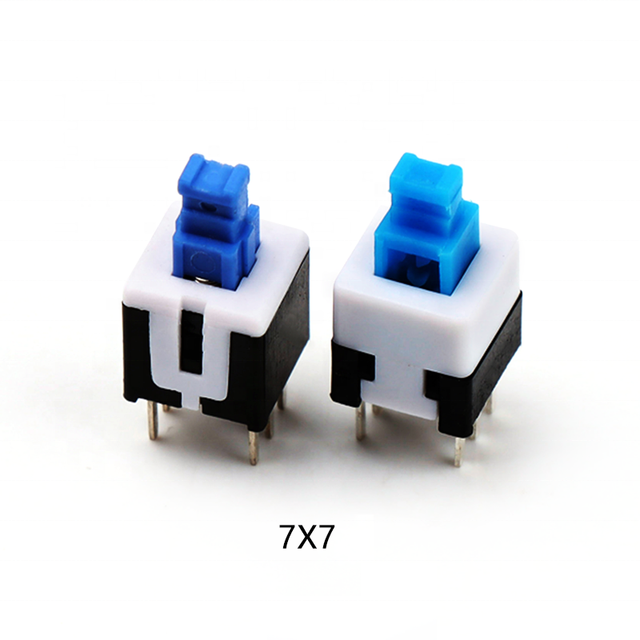 7*7mm Self-locking Key Switch Double Rows 6pin Vertical Push Button Switch