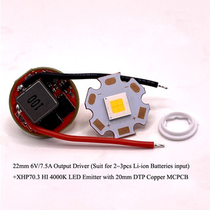 22mm 6V 7.5A đầu ra bảng điều khiển cho xhp70.3 Hi + Công suất cao xhp70.3 HI <span class=keywords><strong>LED</strong></span> Emitter với 20mm DTP Đồng <span class=keywords><strong>mcpcb</strong></span> Đèn pin tự làm - Product Image 3