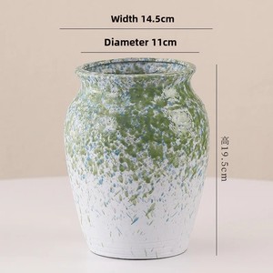 <strong>Turquoise</strong> Hydroponic Ceramic <strong>Vase</strong> Large Diameter Handmade Tabletop Ornament New Chinese Style for Home Living Room Entrance for - Product Image 2