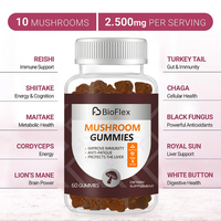 Prix d'usine ODM Marque Privée Végétalien Complexe de Champignons 10-en-1 Crinière de Lion et Reishi en Gummies pour Antioxydant