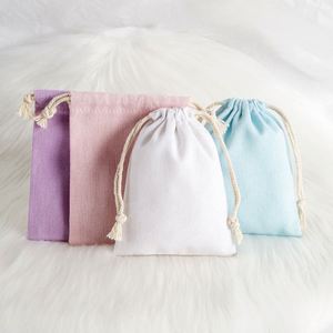 2700355 Sacs cadeaux en toile de coton colorés avec logo personnalisé en gros pour petites entreprises, bagues, accessoires, cadeaux de mariage - Product Image 4
