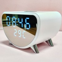 Jam Alarm Meja Pengisi Daya Nirkabel Multifungsi 15W dengan Layar Bergaya Cermin dan Pengisi Daya Ponsel