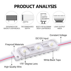 Module LED d'injection DC 160LM/W 1W de qualité supérieure, 12V SMD 3 lentilles blanches 175 °   Module d'éclairage LED 24V IP68 7000K - Product Image 4