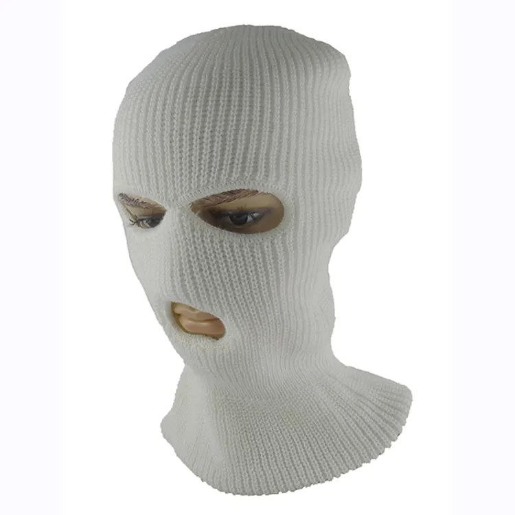 Wholesale blank 3 hole ski mask custom knitted winter hats beanie unisex Adults sports balaclava 100% acrylic common