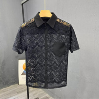 Kemeja Pria Kasual Berlubang Lengan Pendek, Kemeja Kancing Kerah Terbaru 2026 dengan Saku, Atasan Streetwear